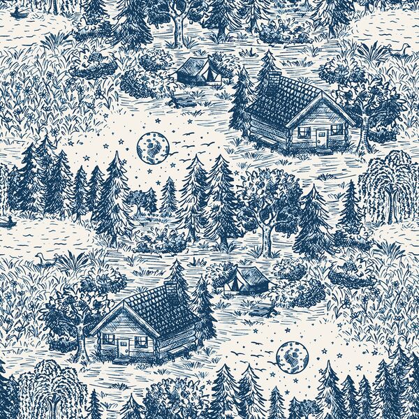 Lake Life Toile in Sapphire