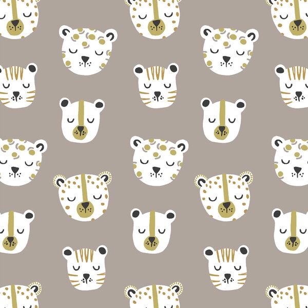 Jungle Cats in Taupe