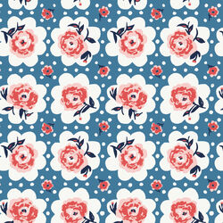 Roses on Doilies in Blue