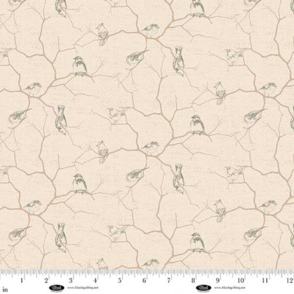 Birds on Branches in Ivory
