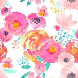 Blushing Floral in Fuchsia on White