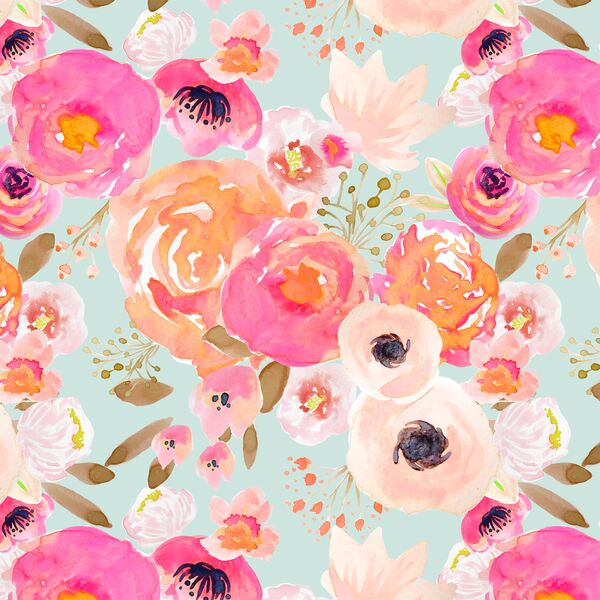 Little Blushing Floral in Melon on Mist