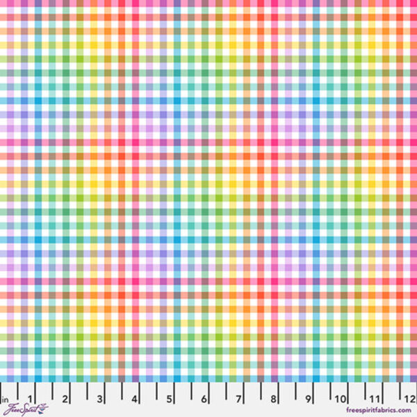 Rainbow Gingham in White
