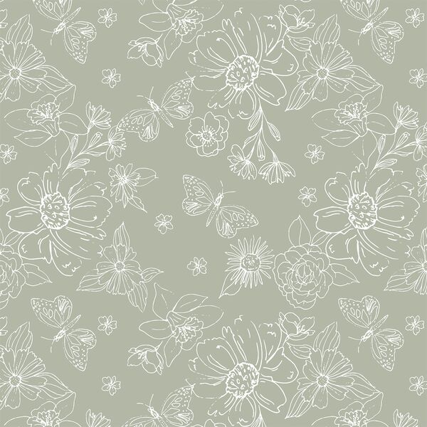 Sketched Florals in Soft Sage