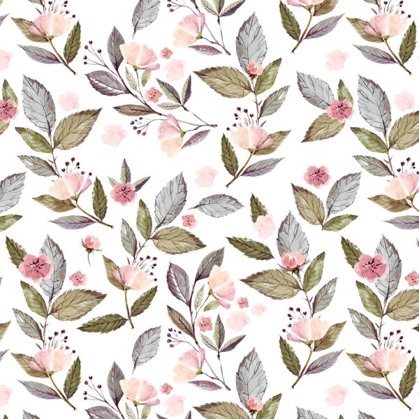Tossed Floral in White