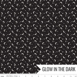 Moon and Stars in Black Glow in the Dark