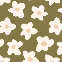 Graphic Retro Flowers in Basil