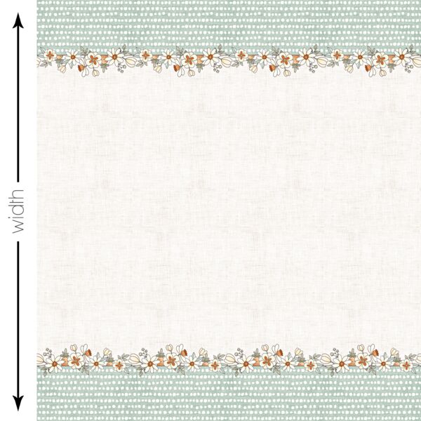 Floral Double Border in Aqua