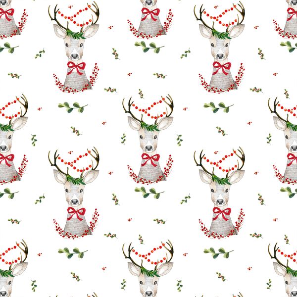 Small Fancy Holiday Deer in White