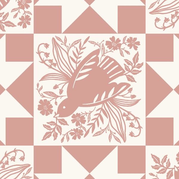 Dove Tile Faux Patchwork in Garden Rose