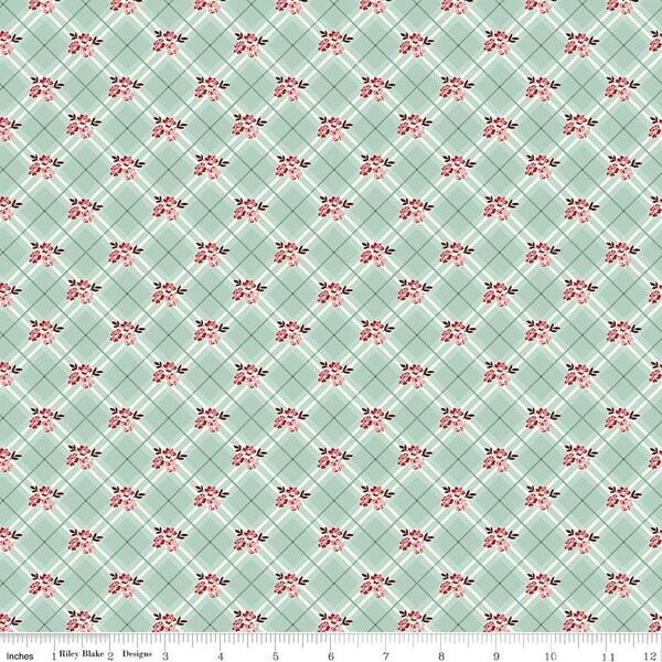 Floral Plaid in Mist