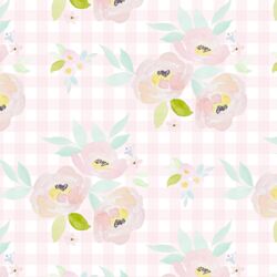 Blush Roses in Soft Pink Gingham