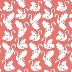 Swan Silhouette in Living Coral
