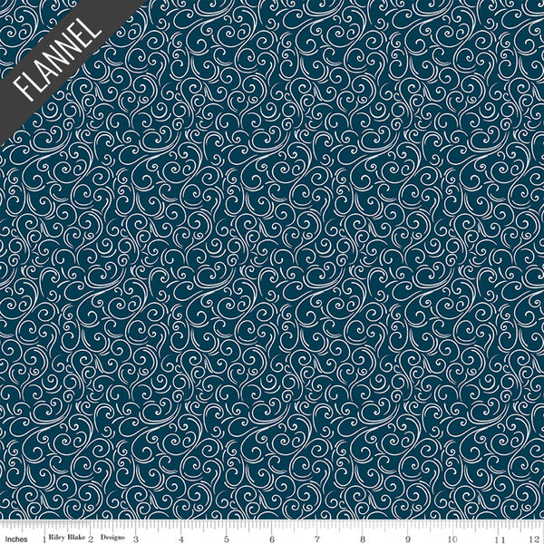 Winter Magic Swirls Flannel in Navy