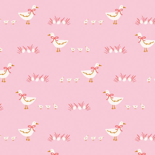 Ducks and Ducklings in Pink