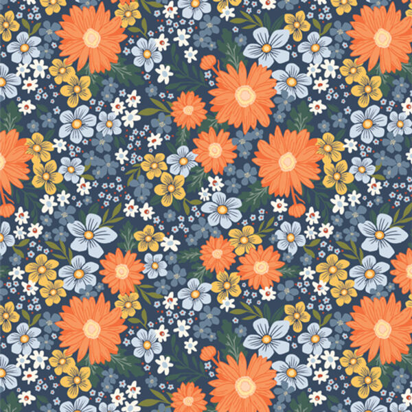 Retro Blooms in Navy