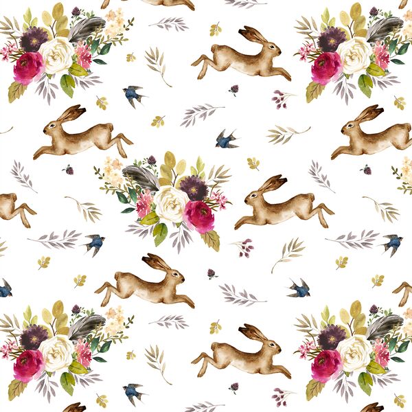 Large Autumn Bunnies in White