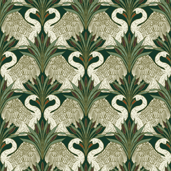 Swans and Cattails in Pine