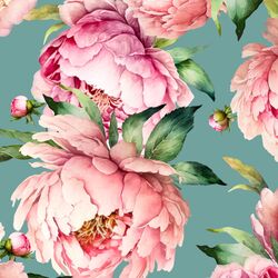 Large Peony Garden in Pond Blue