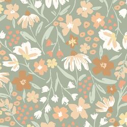 Large Blooms in Thyme Green