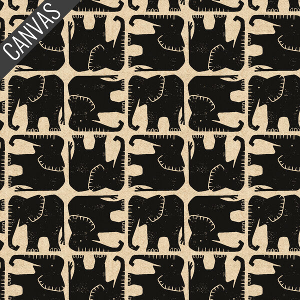 Jolly Elephant Canvas in Black Unbleached