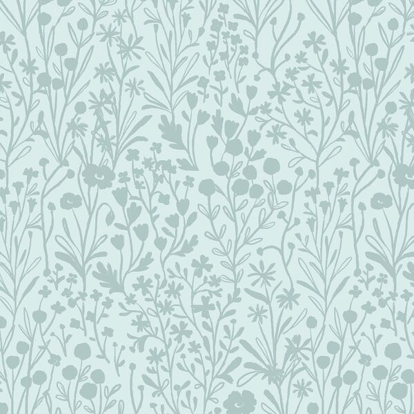 Floral Silhouette in Windy Blue