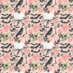 Small Halloween Floral in Powder Pink