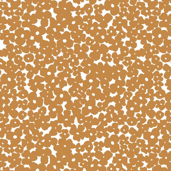 Flowerets in Ochre on White