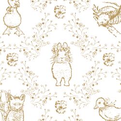 Large Bunny and Friends in Golden on White
