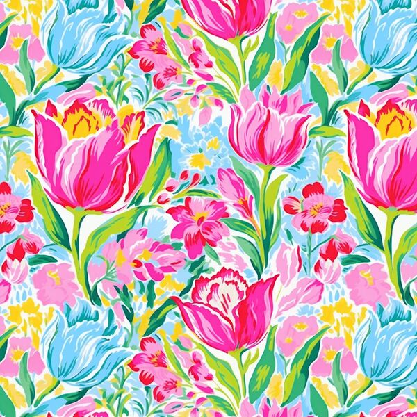 Sunny Tulips in Garden