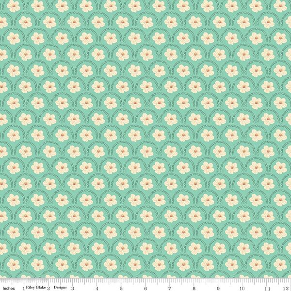 Peach Blossoms in Mint
