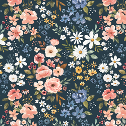 Blooming Travels in Midnight Navy