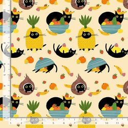 Cats in the Fruit Bowl in Cream