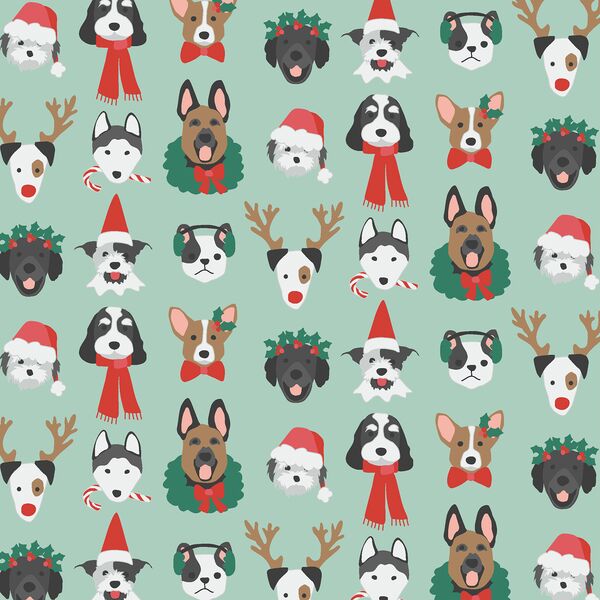 Christmas Pups in Light Mint Festive