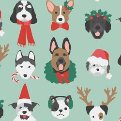 Large Christmas Pups in Light Mint Festive