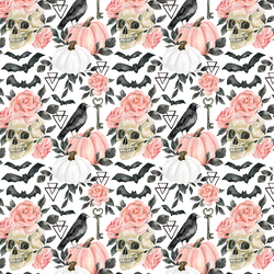 Small Halloween Floral in White