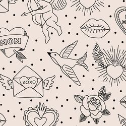 Large Vintage Linework in Ivory Blush