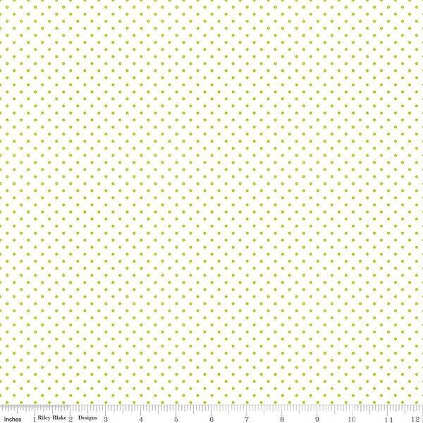 Swiss Dot in Lime on White