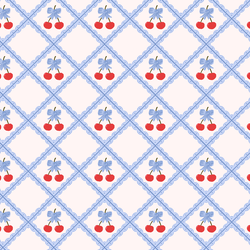 Coquette Cherry Tile in Light Periwinkle