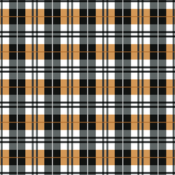 Plaid in Raven and Orange on White