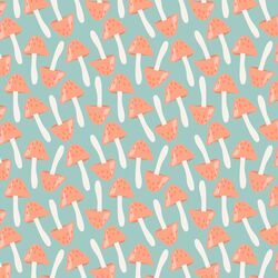 Tossed Toadstools in Aqua Sky