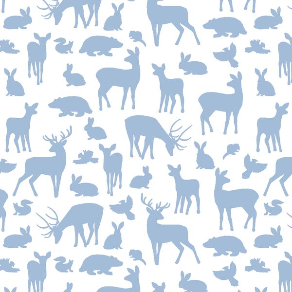 Forest Friends in Water on White
