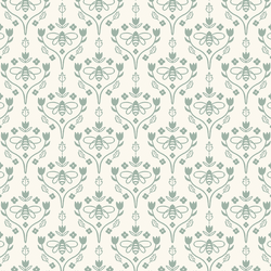 Vine Damask in Mint on Cream