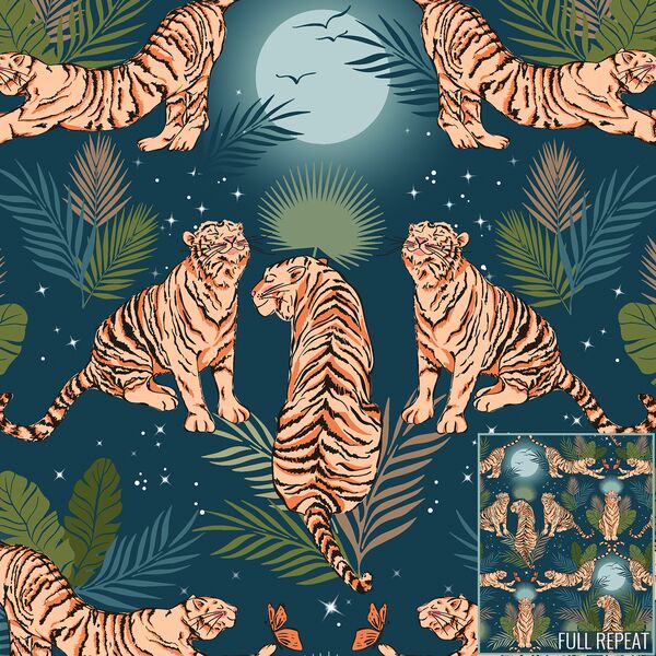 Friendly Tigers in Moonrise