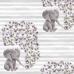 Sweet Elephant on Stripes in Grey