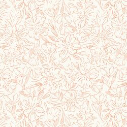 Sketched Blooms in Peach on Cream