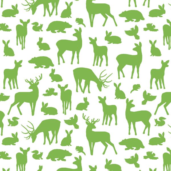Forest Friends in Greenery on White