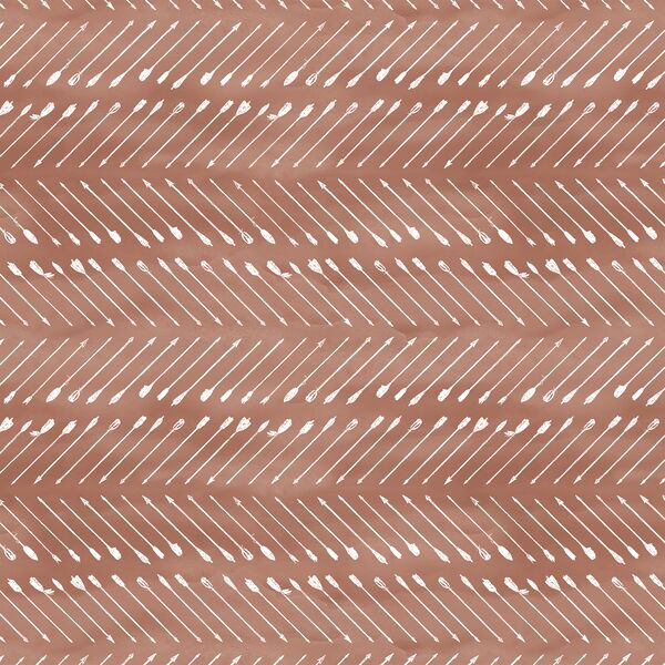 Chevron Arrows in White on Hot Chocolate Wash