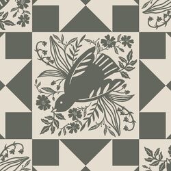 Dove Tile Faux Patchwork in Forest Green