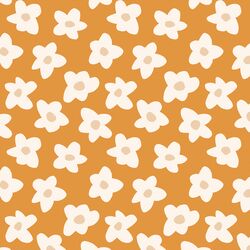 Small Graphic Retro Flowers in Butterscotch